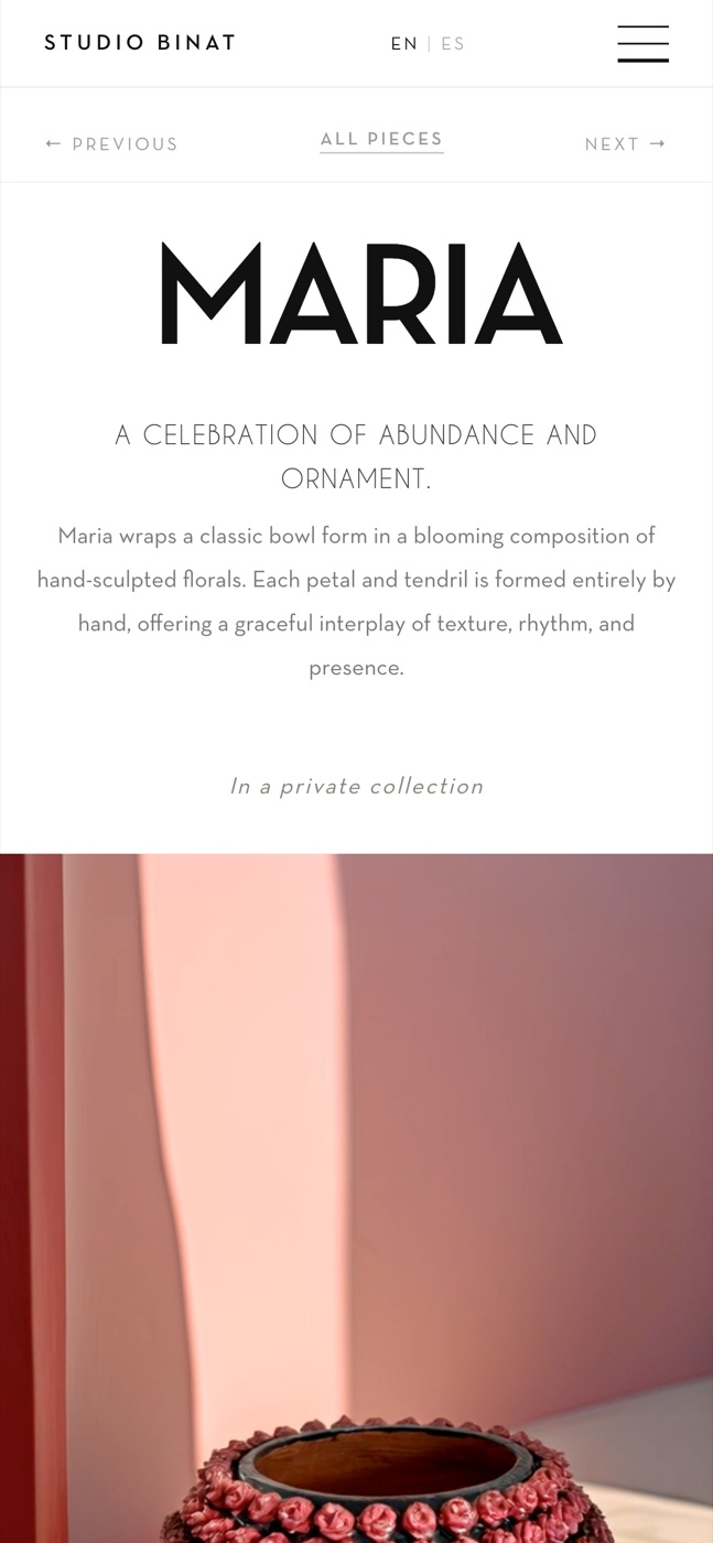 Studio Binat on iPhone — the Maria piece page