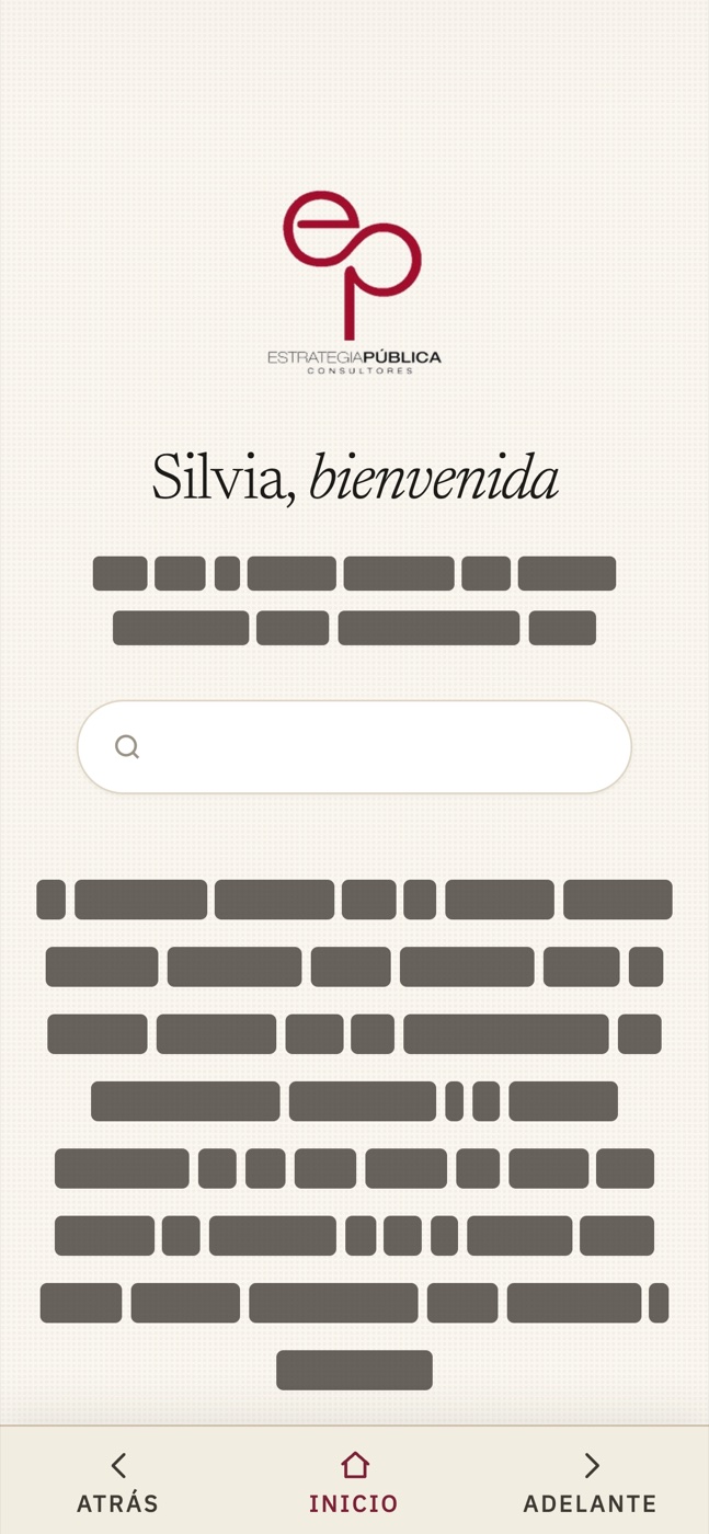 Estrategia Pública on iPhone, redacted